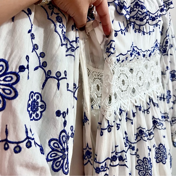 NWT ASOS Broderie Blouson Sleeve Midi Dress w/ Contrast Embroidery MSRP$260 - Picture 16 of 16